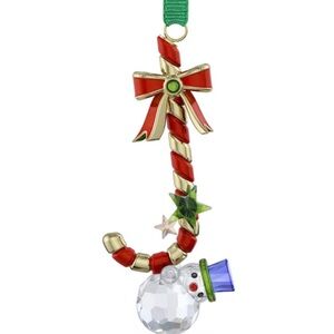 NIB Swarovski Holiday Cheers Dulcis Candy Cane Snowman Crystal Ornament #5684303